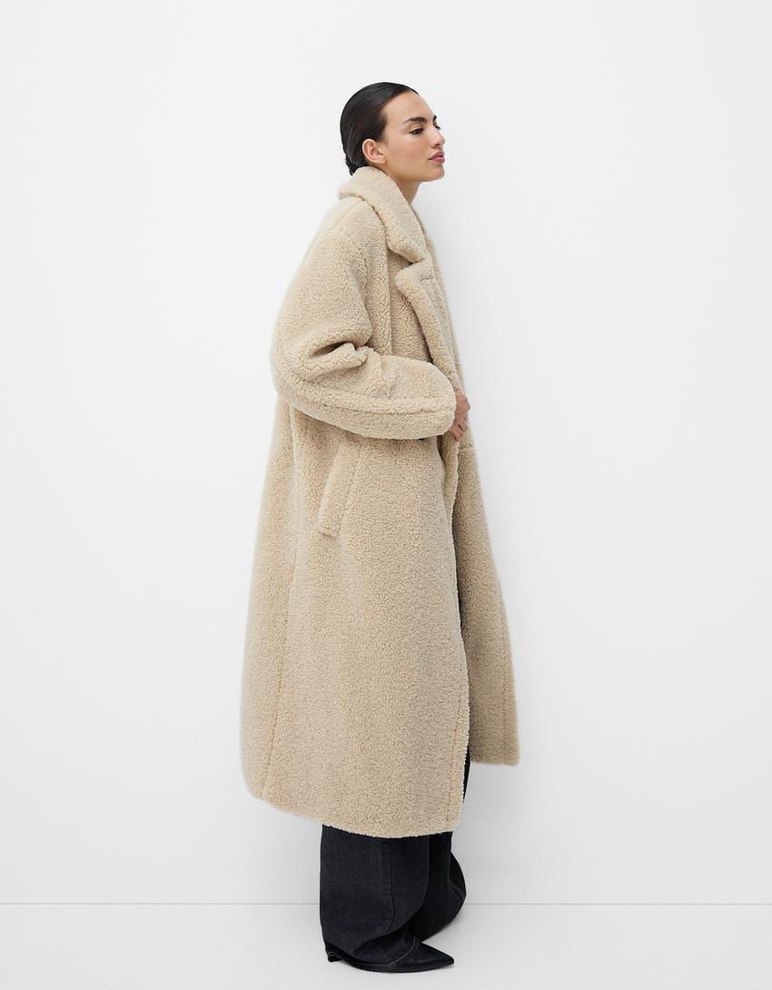 Amelia – Langer Winter-Teddyfellmantel