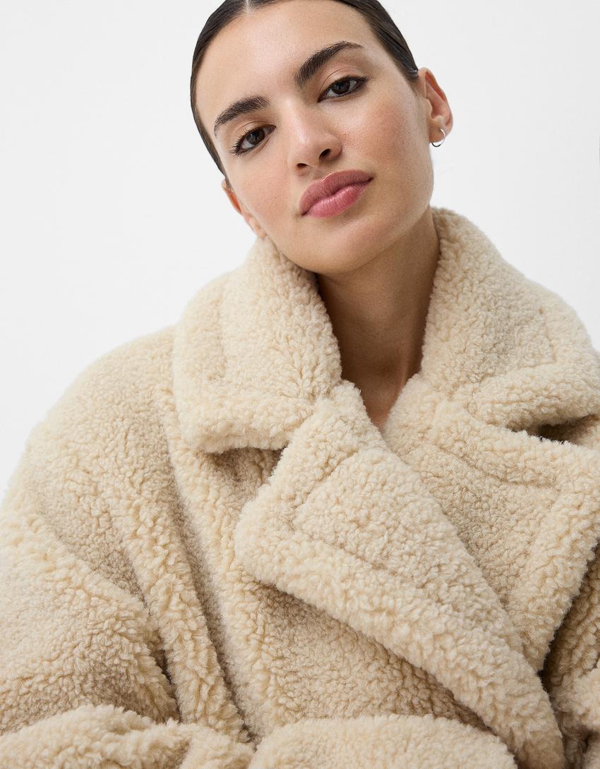 Amelia – Langer Winter-Teddyfellmantel