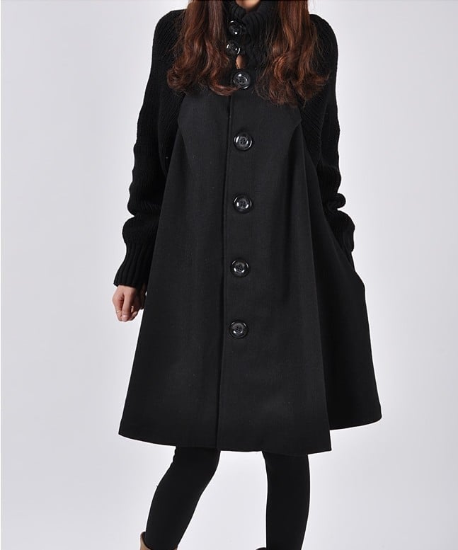 Amelie - Damen Mantel mit hohem Kragen und Strickärmeln
