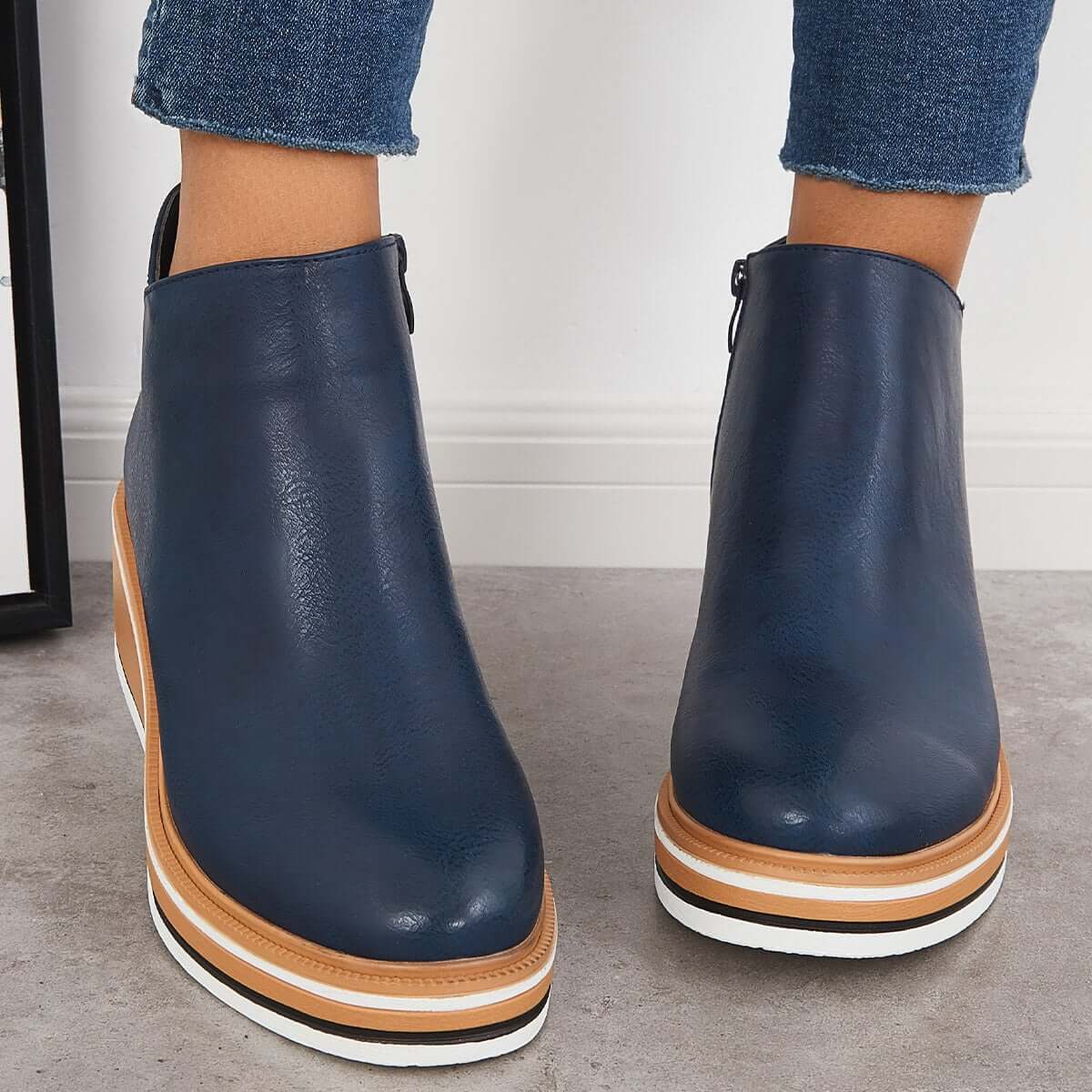 Noemi – Modische Plateau-Stiefeletten mit Reißverschluss