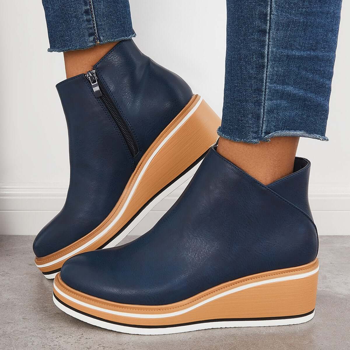 Noemi – Modische Plateau-Stiefeletten mit Reißverschluss