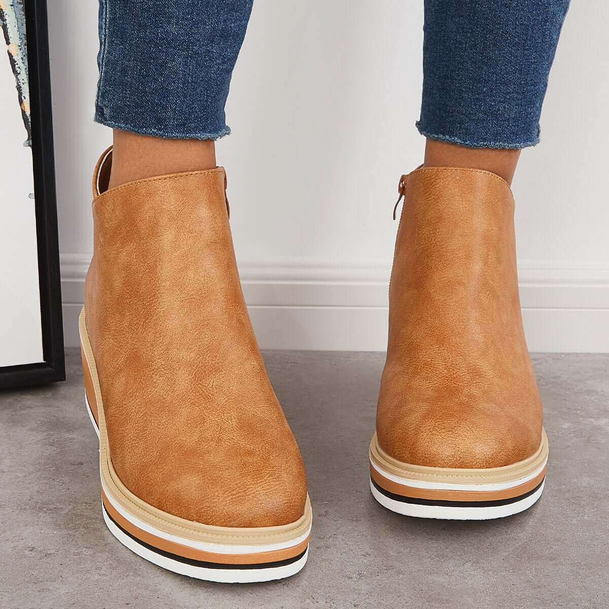Noemi – Modische Plateau-Stiefeletten mit Reißverschluss