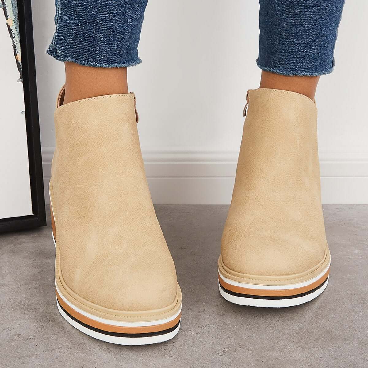 Noemi – Modische Plateau-Stiefeletten mit Reißverschluss