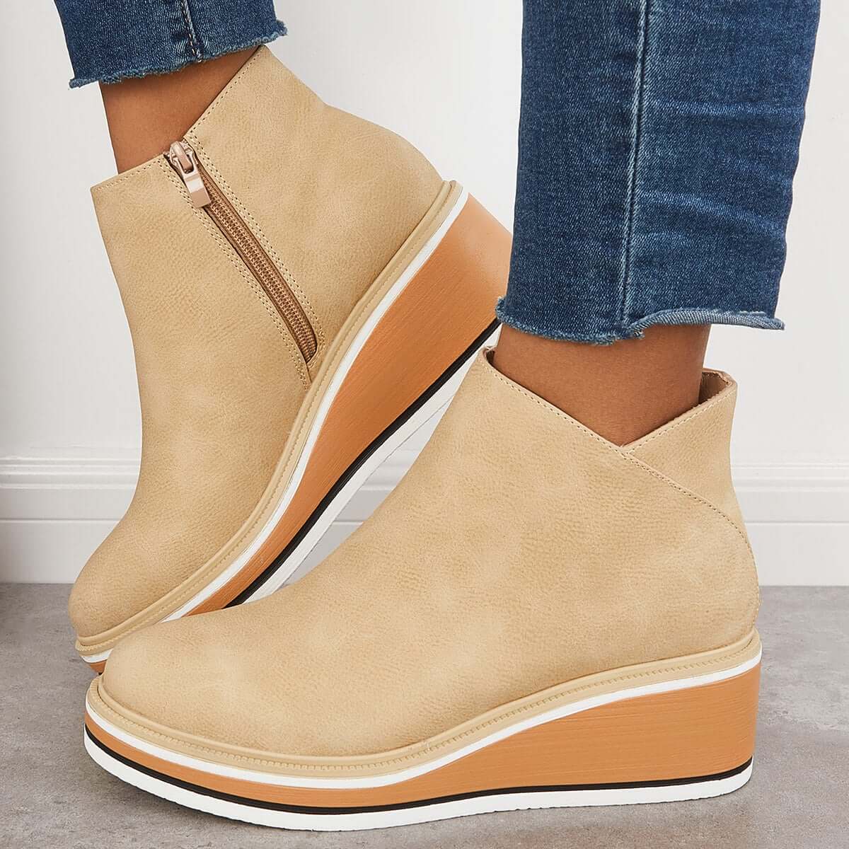 Noemi – Modische Plateau-Stiefeletten mit Reißverschluss