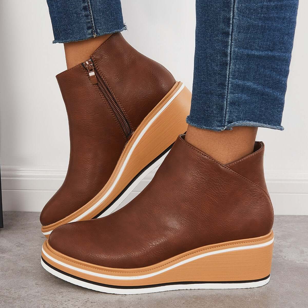 Noemi – Modische Plateau-Stiefeletten mit Reißverschluss
