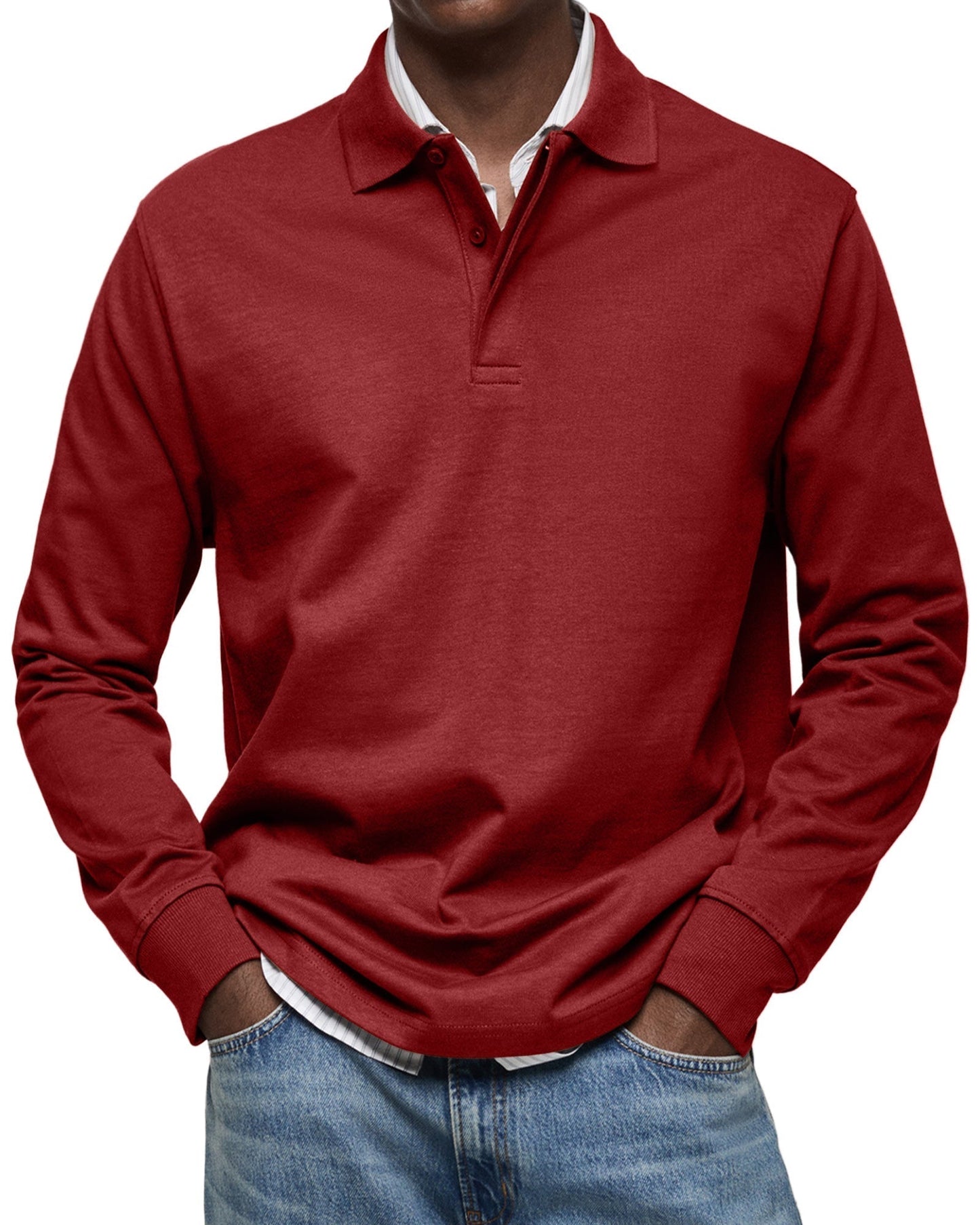 Raphael - Herren Langarm-Poloshirt mit Knopfleiste