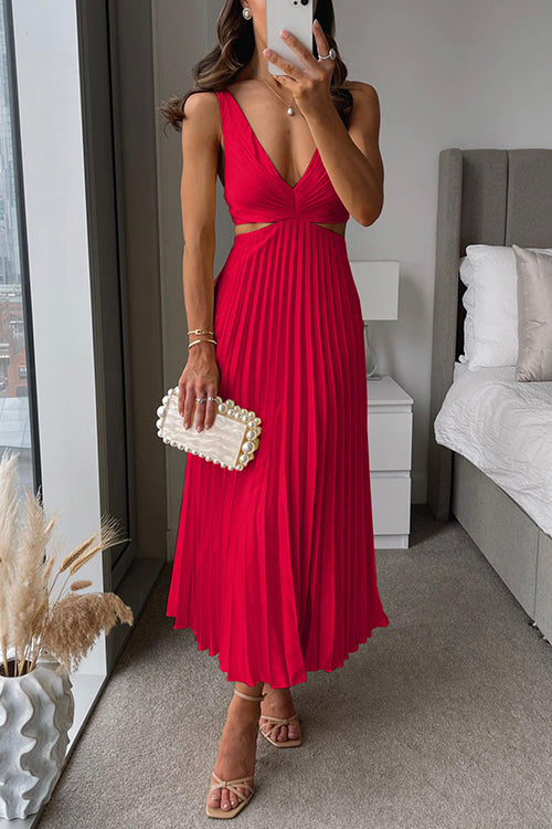 Elena – Plissiertes Cut-Out Midikleid Damen