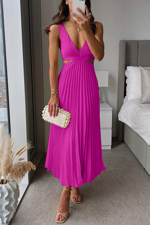 Elena – Plissiertes Cut-Out Midikleid Damen