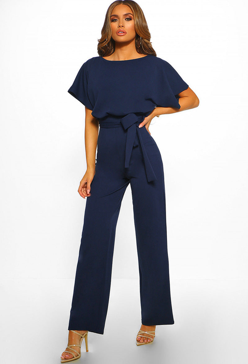 Liora – Damen Jumpsuit mit Bindegürtel und weitem Bein