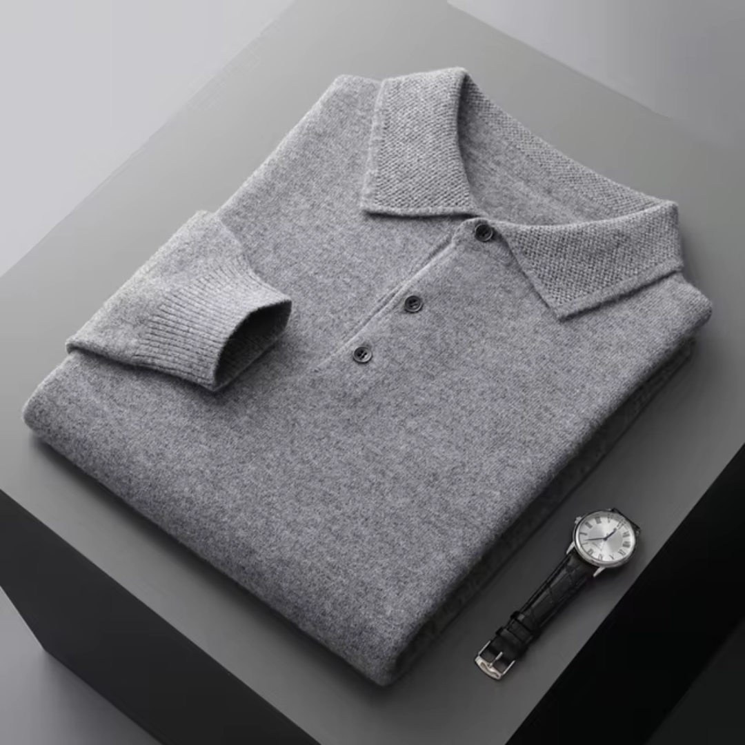 Lorenzo - Herren Wollpolo Pullover Kaschmir
