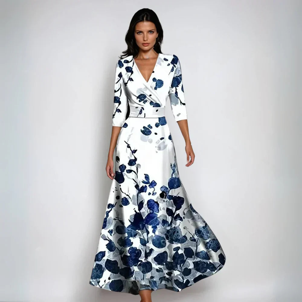 Sofia – Elegantes Blumenkleid mit Wickeloptik für Damen