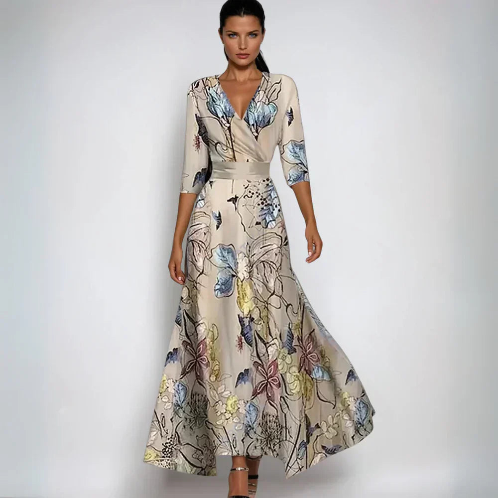 Sofia – Elegantes Blumenkleid mit Wickeloptik für Damen