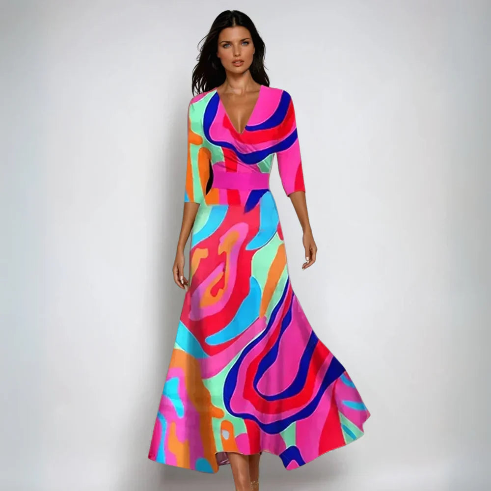 Sofia – Elegantes Blumenkleid mit Wickeloptik für Damen