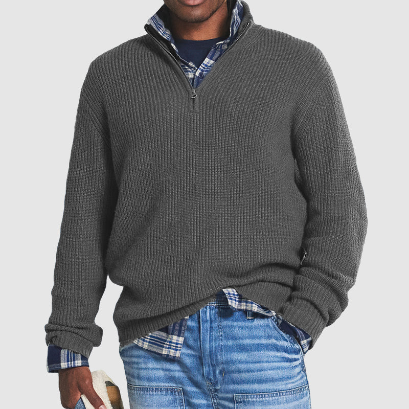 Liam – Herren Strickpullover mit halbem Reißverschluss