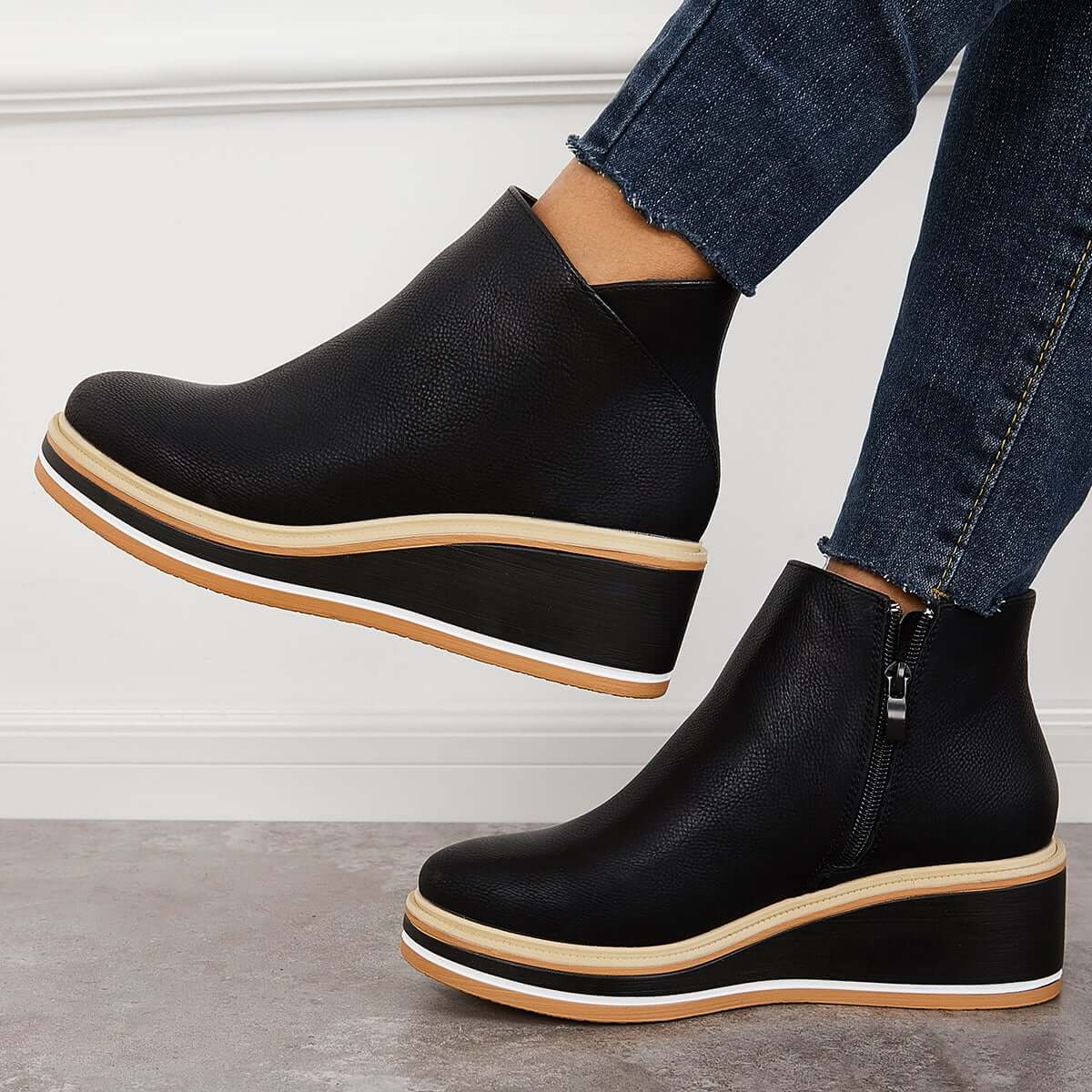 Noemi – Modische Plateau-Stiefeletten mit Reißverschluss