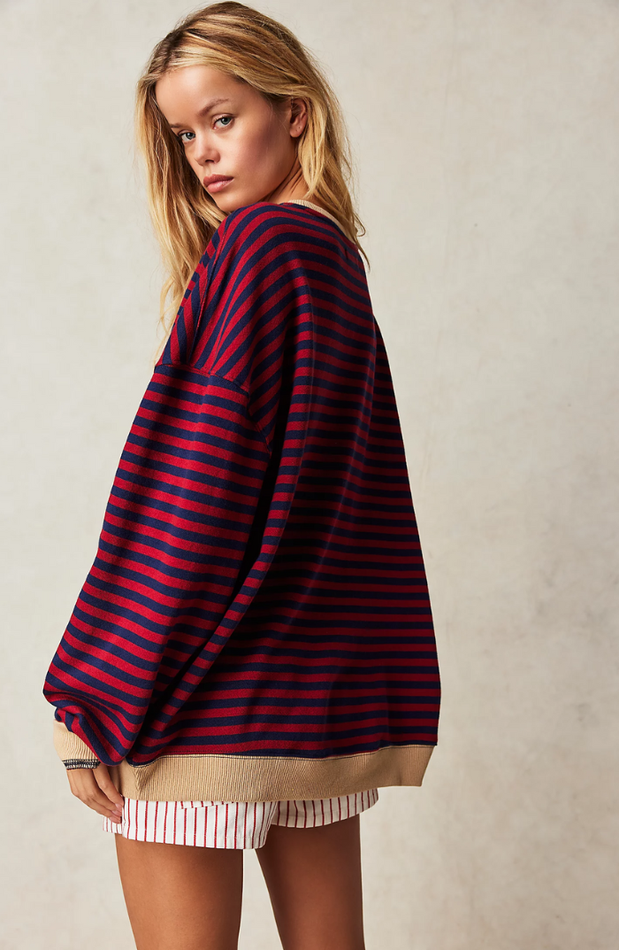 Nina - Damen Pullover Strick Sweater mit Streifenmuster
