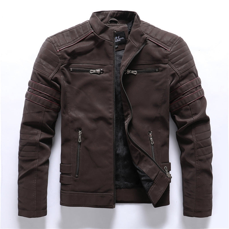 Adrian - Herren Bikerjacke mit Reißverschluss und Stehkragen