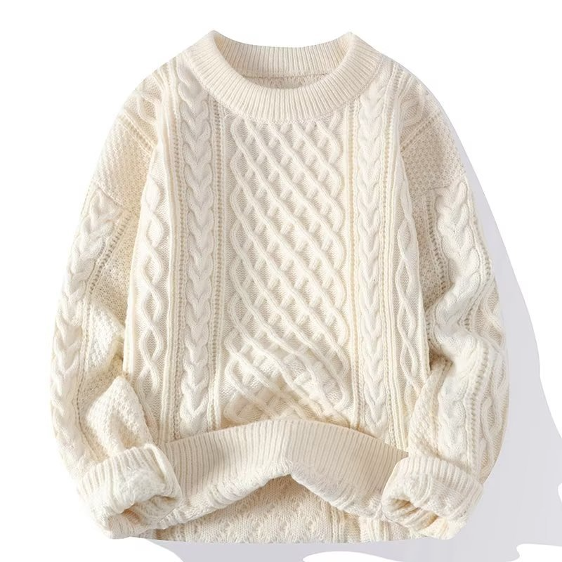 Karen - Herren wollen Pullover mit Zopfstrick und Rundhalsausschnitt