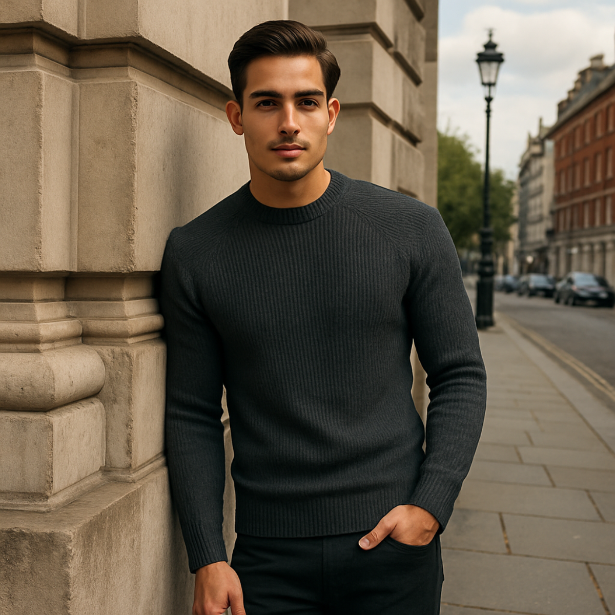 Jonas – Strukturierter Strickpullover mit Stehkragen für Herren