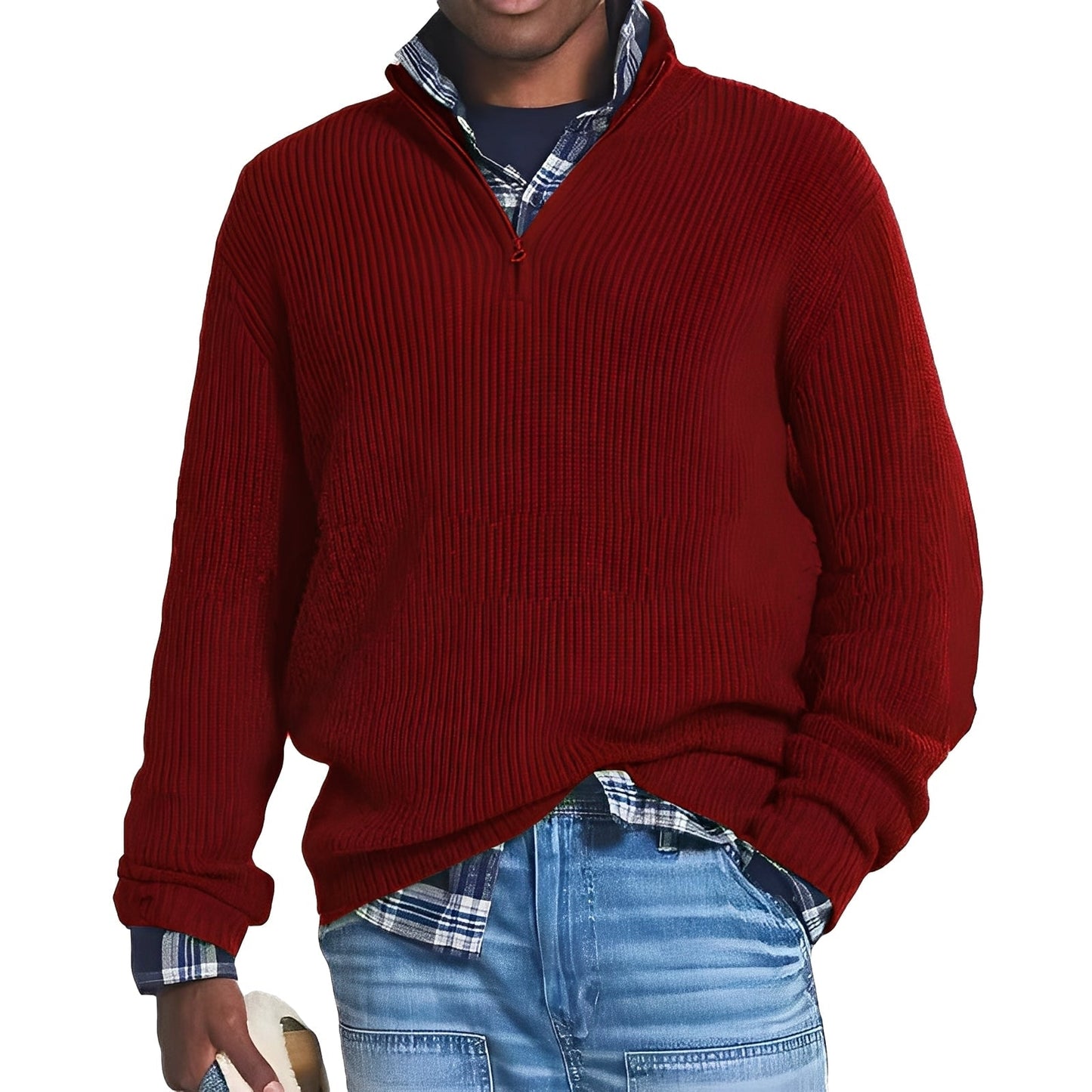 Liam - Herren Strickpullover mit halbem Reißverschluss