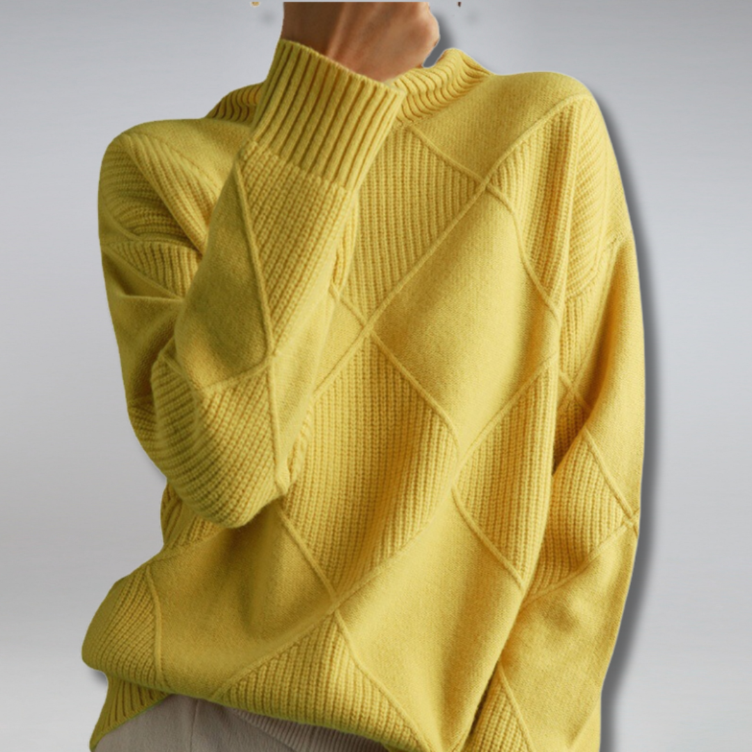 Nora - Damen Kaschmir Pullover mit Rauten-Struktur