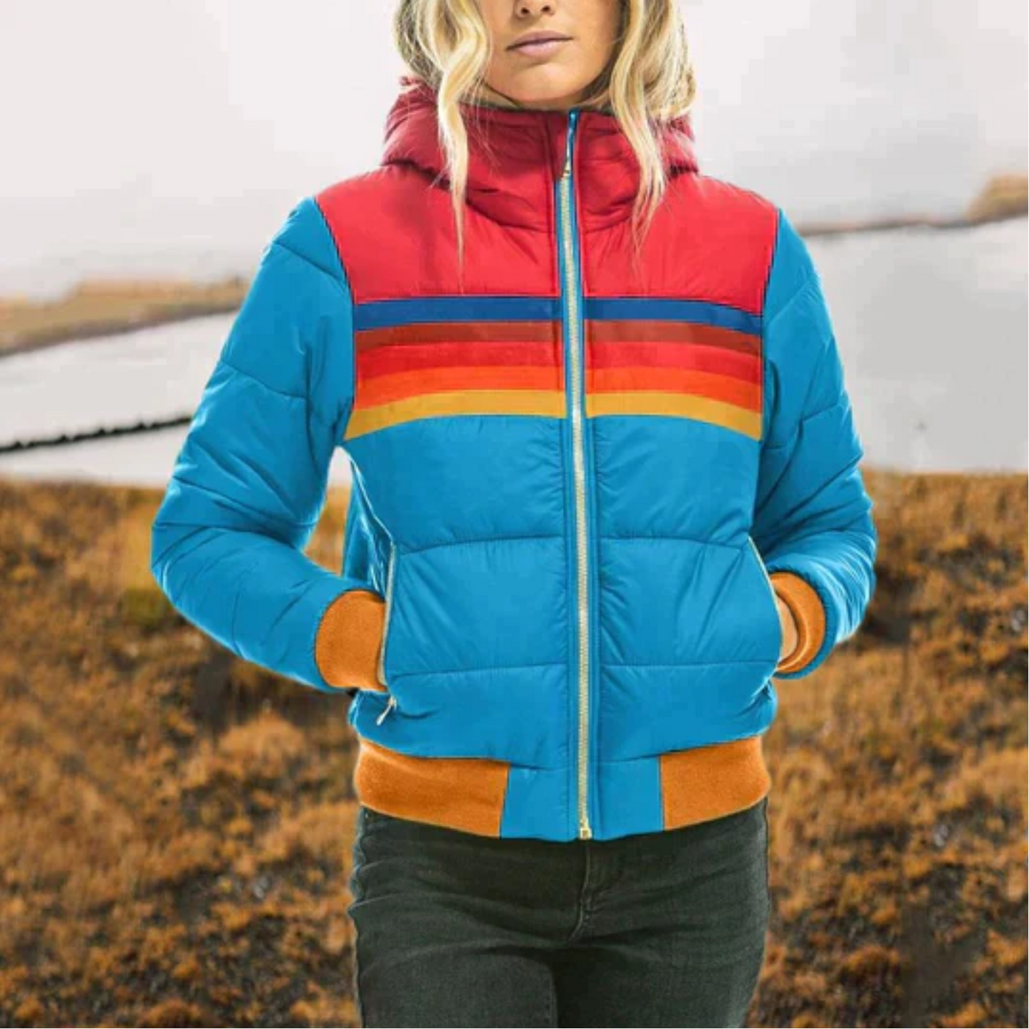 Maya - Damen Winterjacke mit Kapuze und Retro-Design