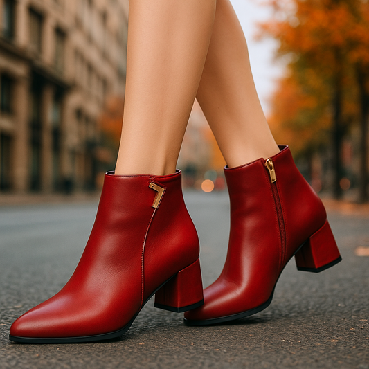 Ava – Elegant Block-Heel Ankle Boots for Women