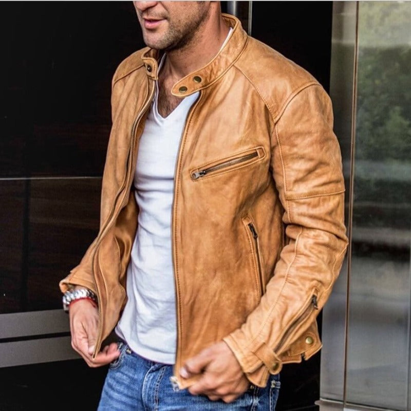 Darius – Herren Lederjacke im Biker-Stil