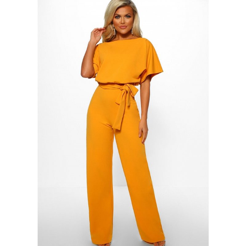 Liora – Damen Jumpsuit mit Bindegürtel und weitem Bein