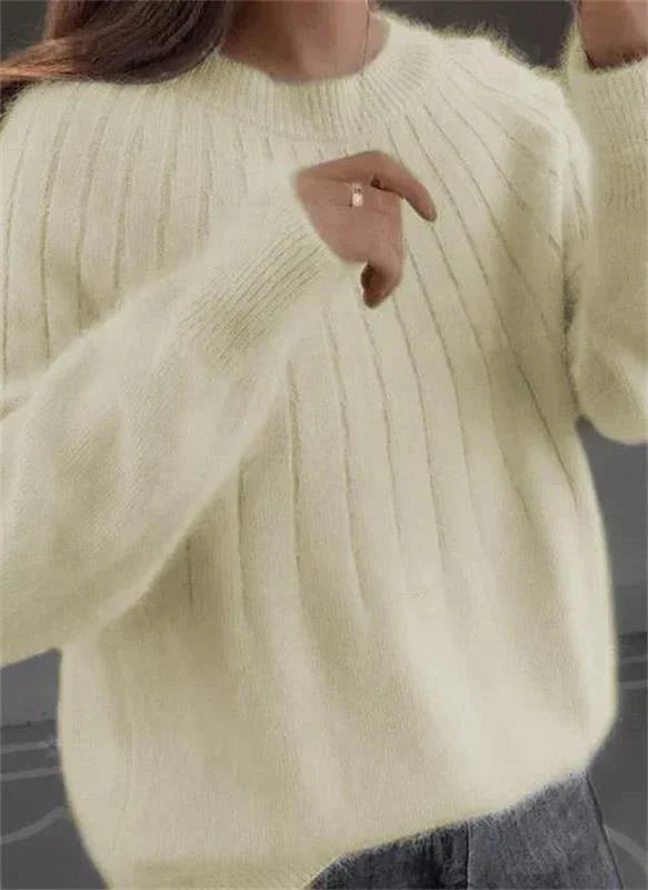 Lea - Damen Strickpullover Oversize mit Rundhals