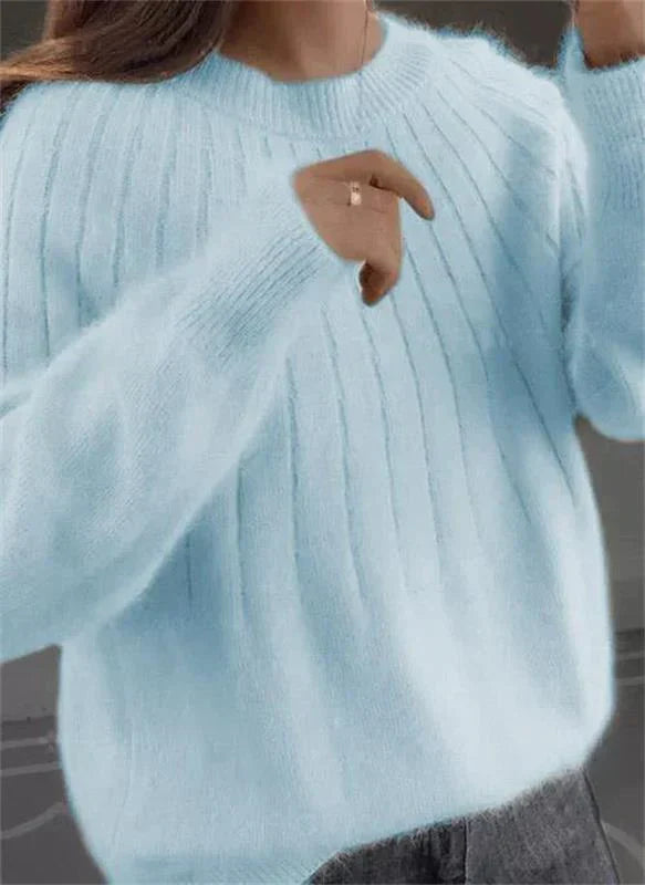 Lea - Damen Strickpullover Oversize mit Rundhals