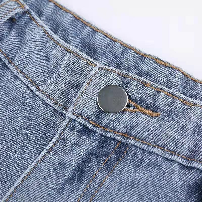 Sophia - Damen Schlaghose Jeans mit roten Sternen-Details