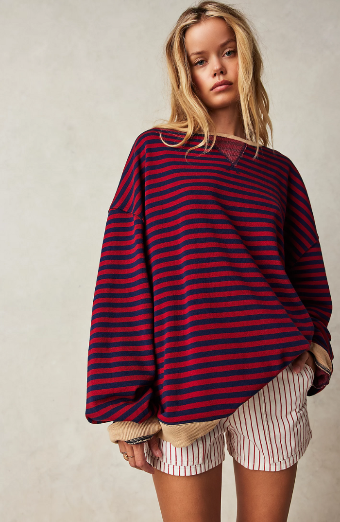 Nina - Damen Pullover Strick Sweater mit Streifenmuster