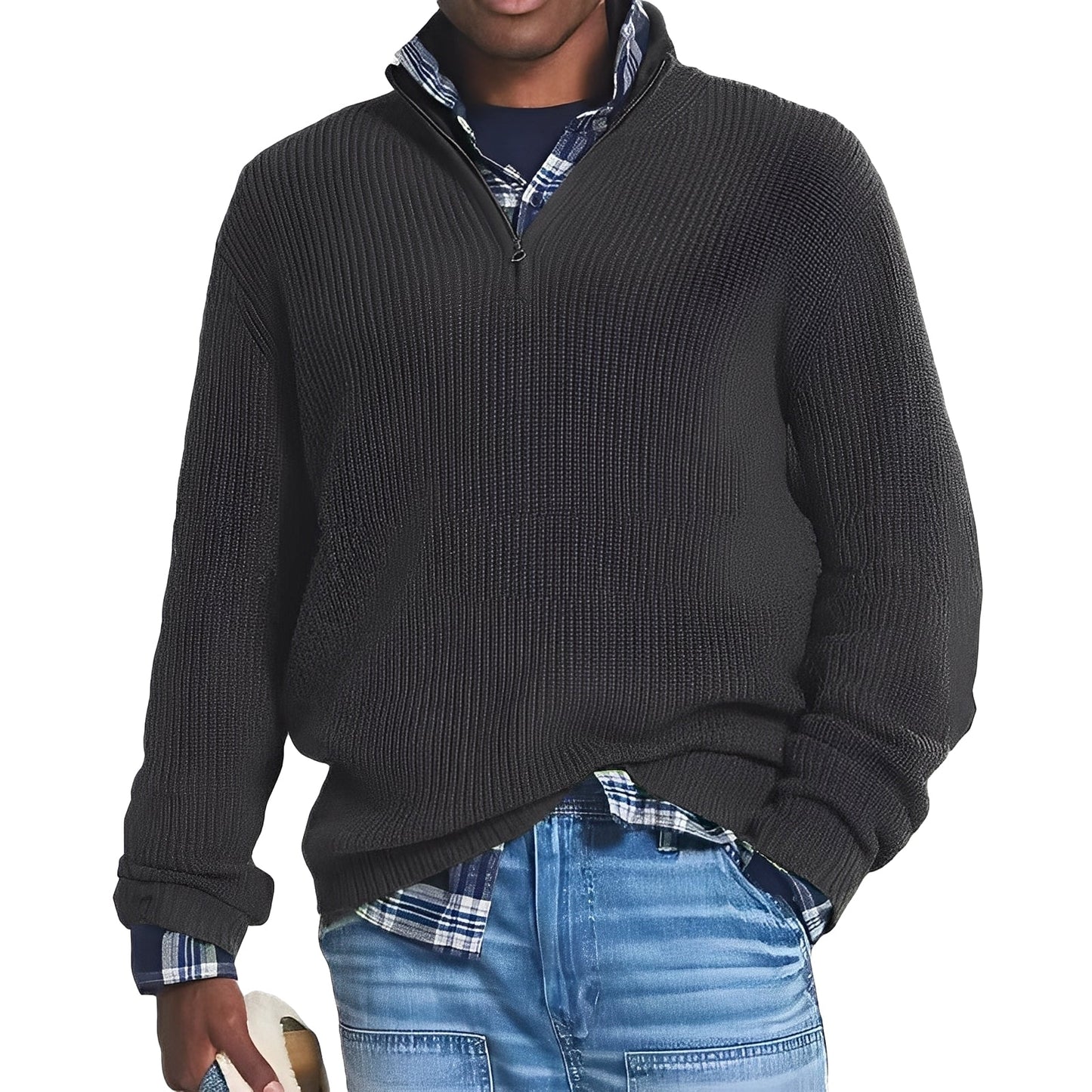 Liam - Herren Strickpullover mit halbem Reißverschluss