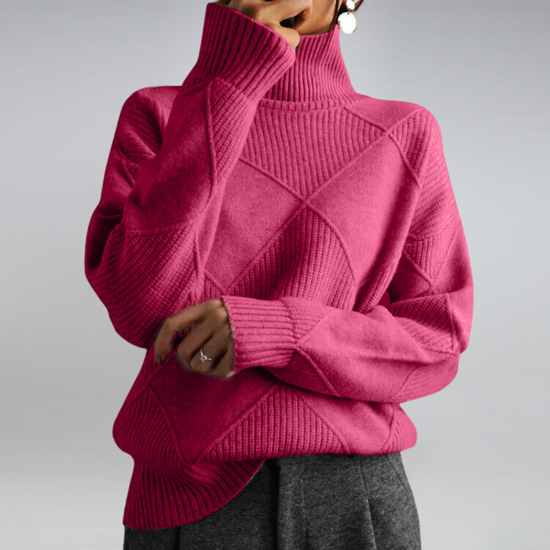 Nora - Damen Kaschmir Pullover mit Rauten-Struktur