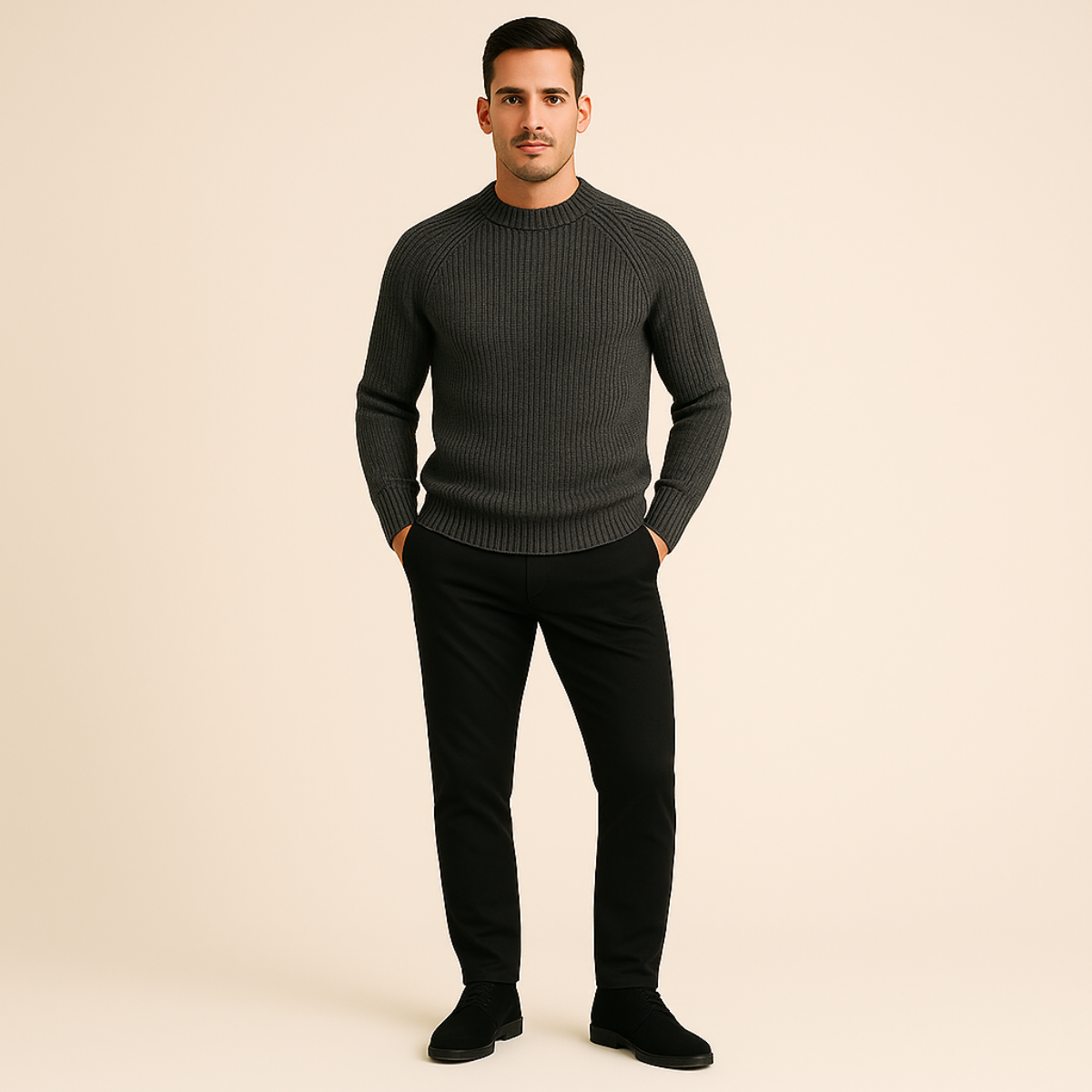 Jonas – Strukturierter Strickpullover mit Stehkragen für Herren