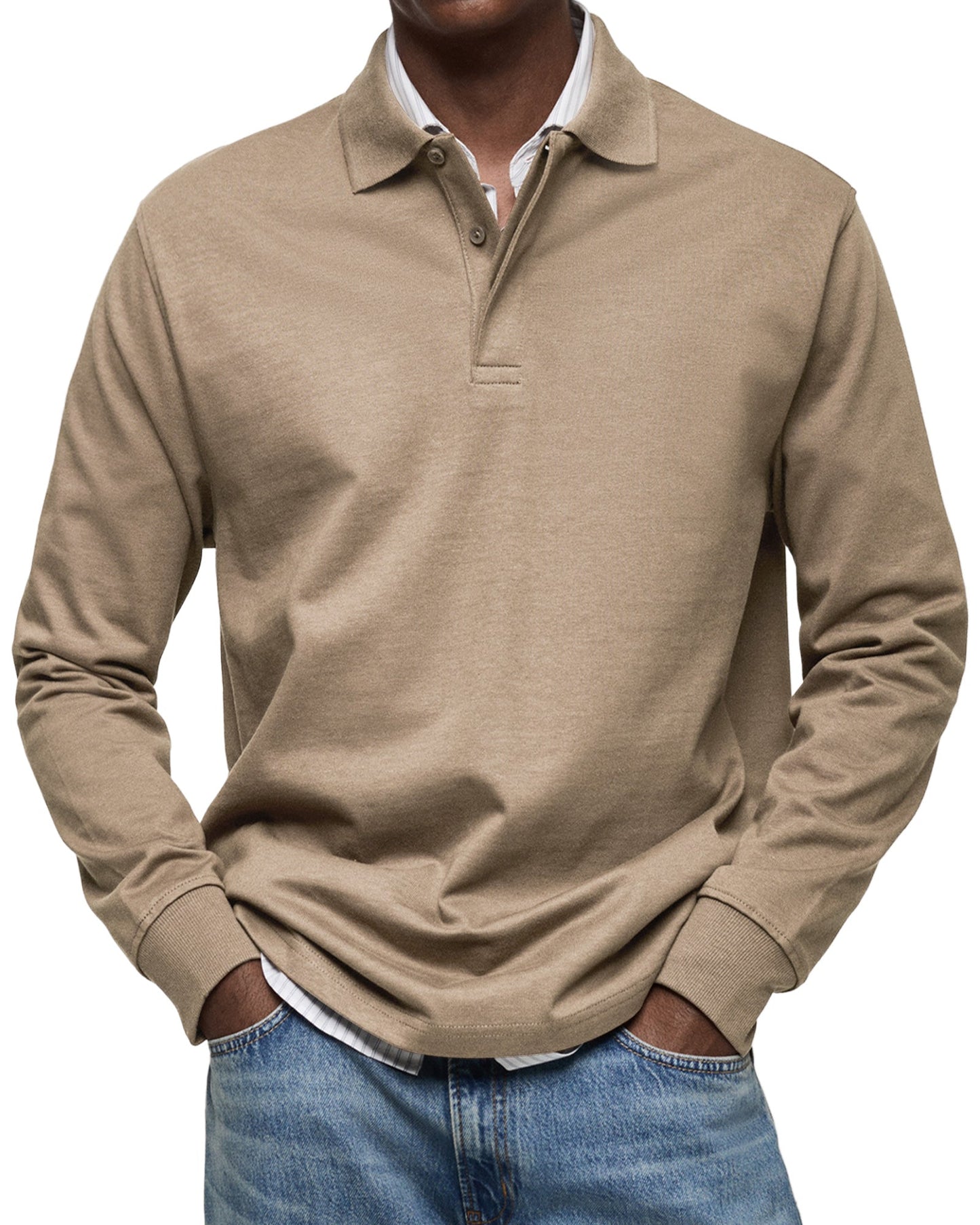 Raphael - Herren Langarm-Poloshirt mit Knopfleiste