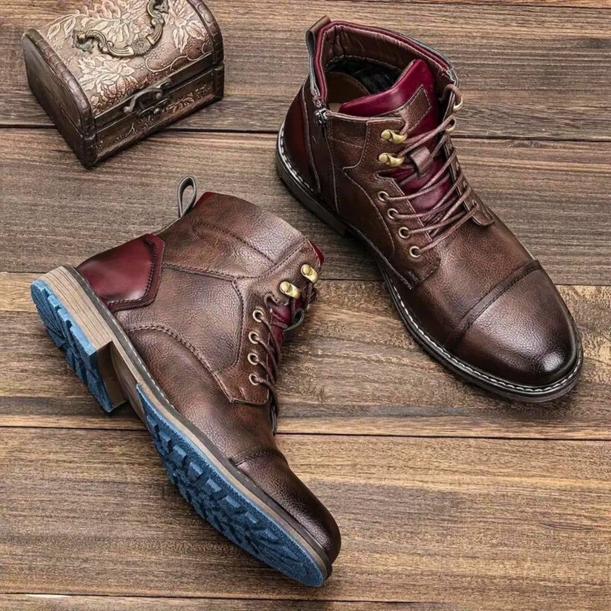 David – Robuste Leder-Boots mit Kontrastdetails für Herren