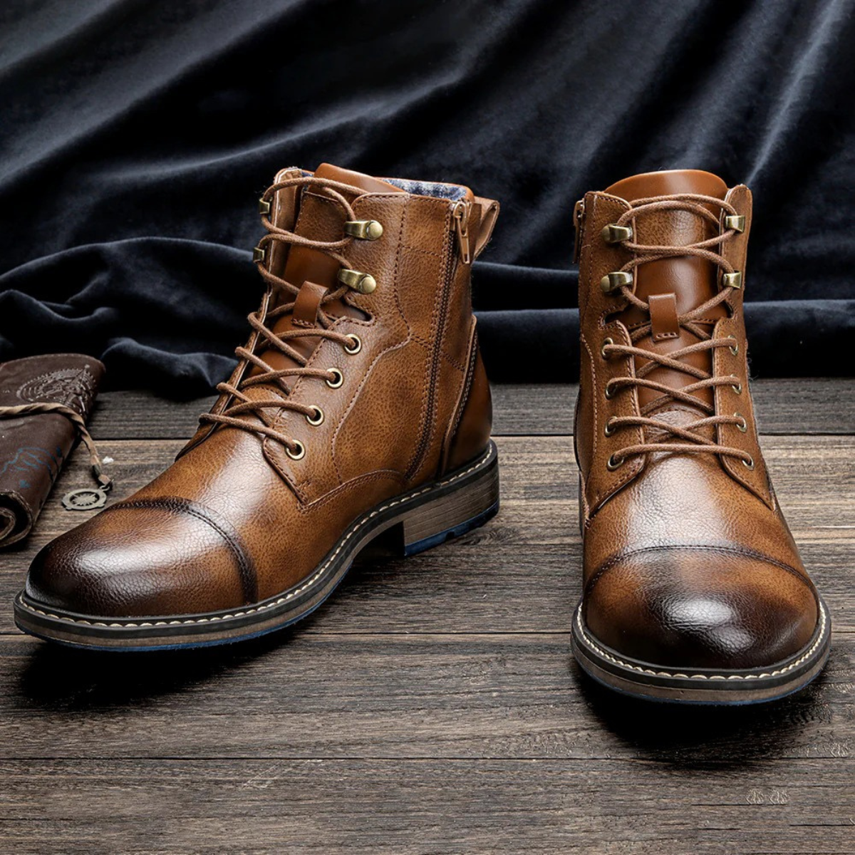 David – Robuste Leder-Boots mit Kontrastdetails für Herren