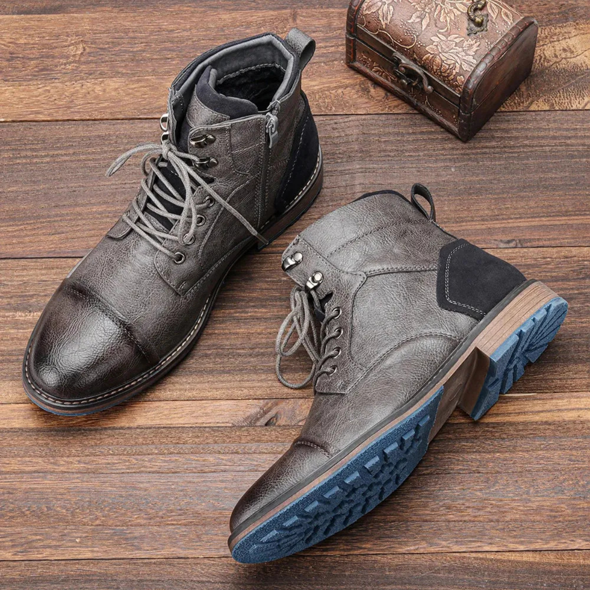 David – Robuste Leder-Boots mit Kontrastdetails für Herren