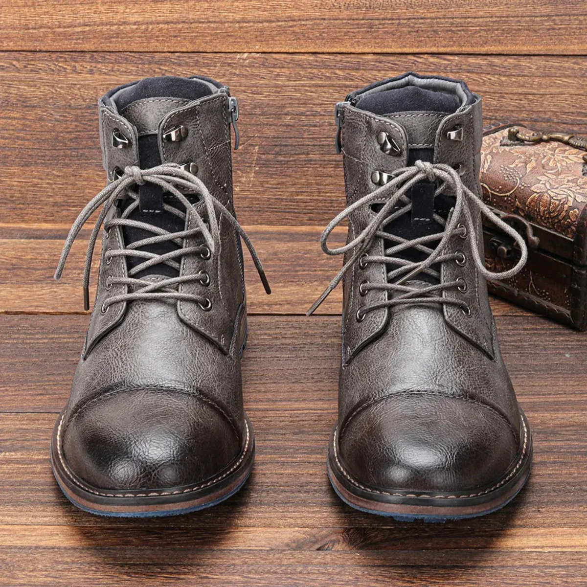 David – Robuste Leder-Boots mit Kontrastdetails für Herren