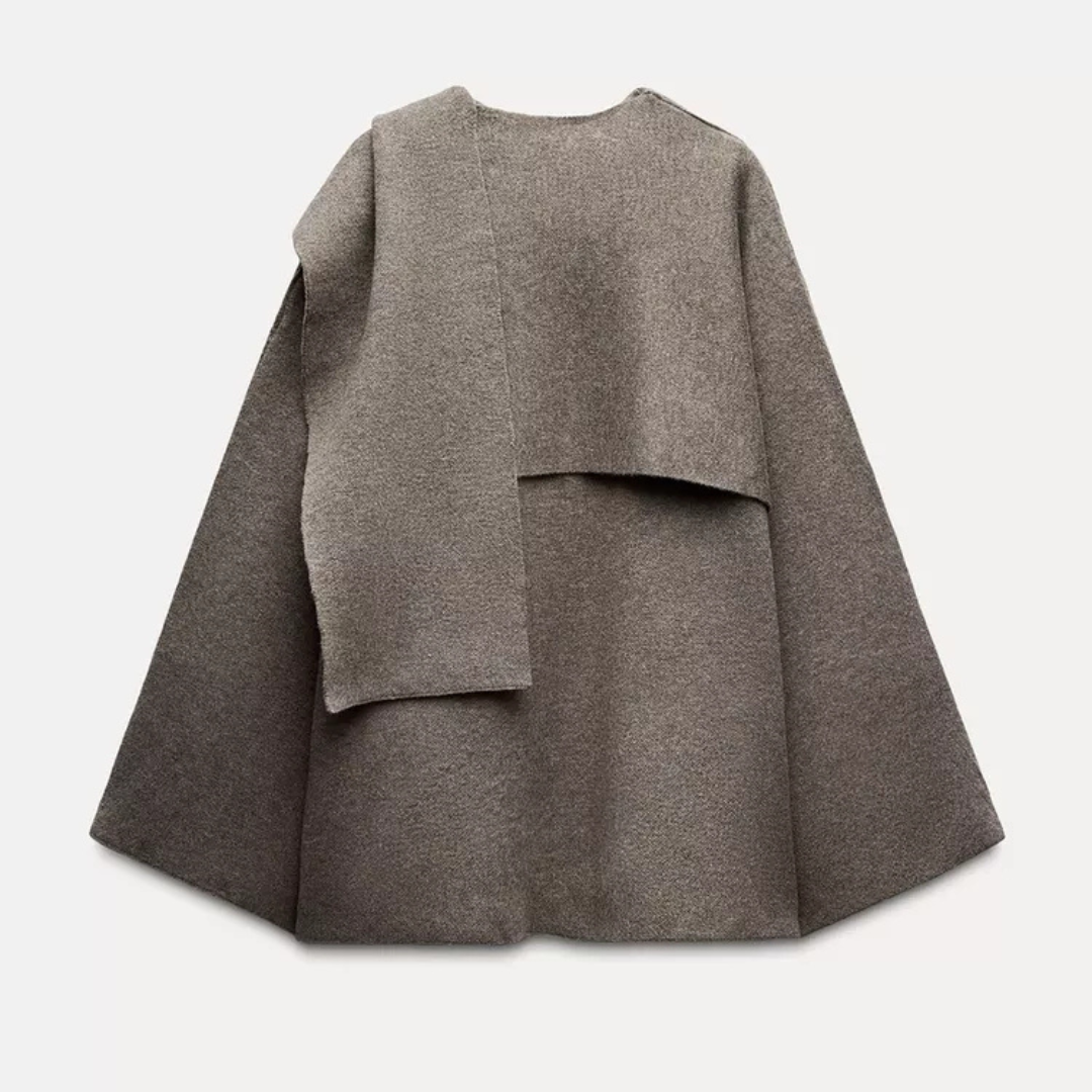 Isabella - Damen Cape mit Wolle asymmetrischem Schnitt