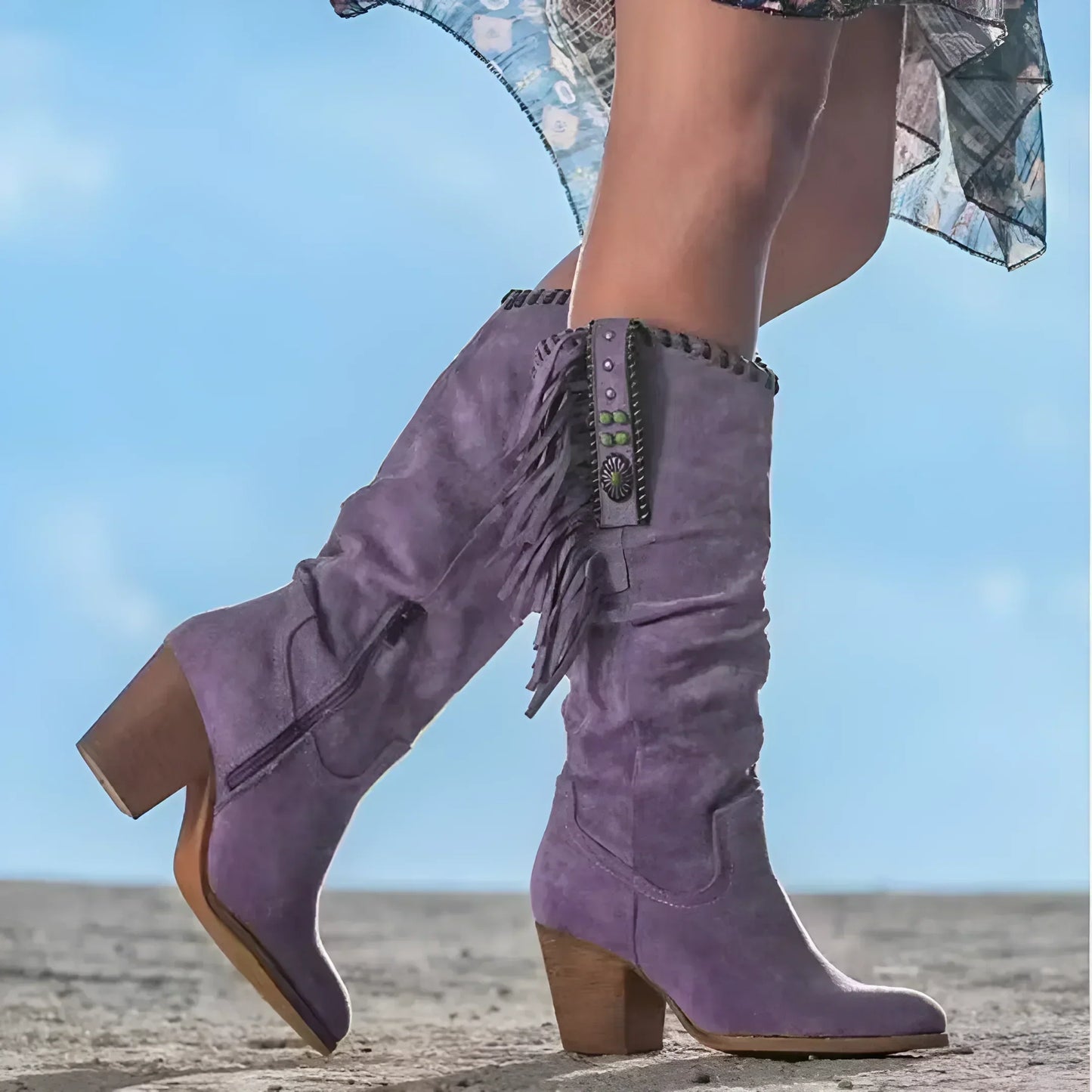 Sierra – Cowgirl-Stiefel im Westernstil mit Fransen und Boho-Details