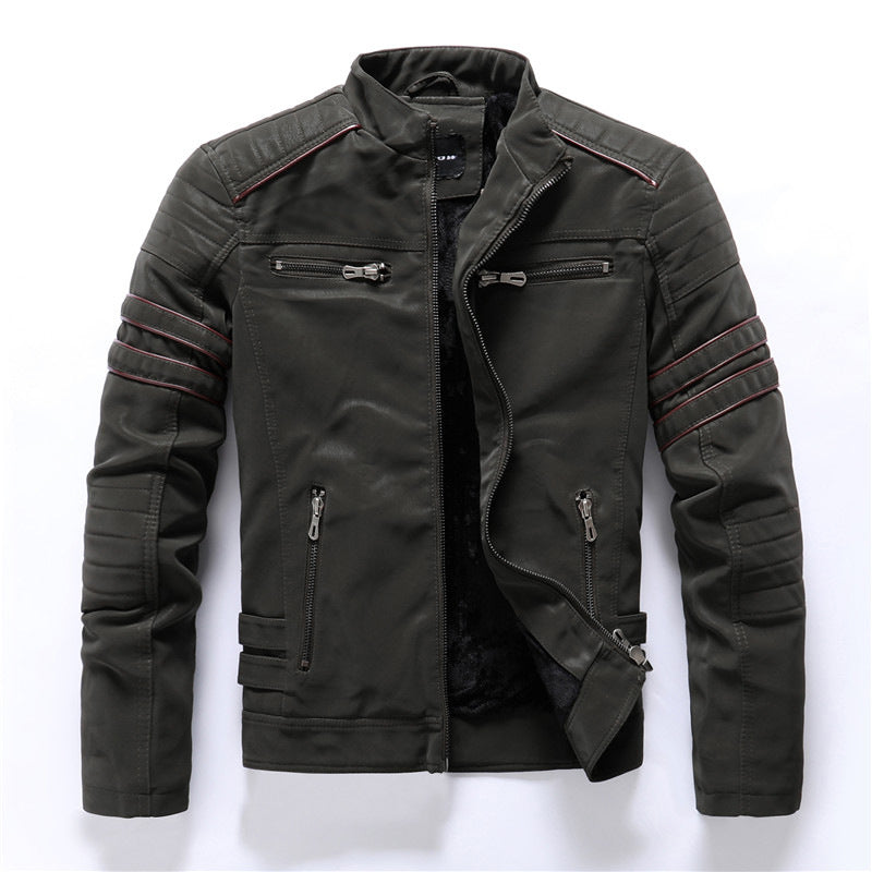Adrian - Herren Bikerjacke mit Reißverschluss und Stehkragen