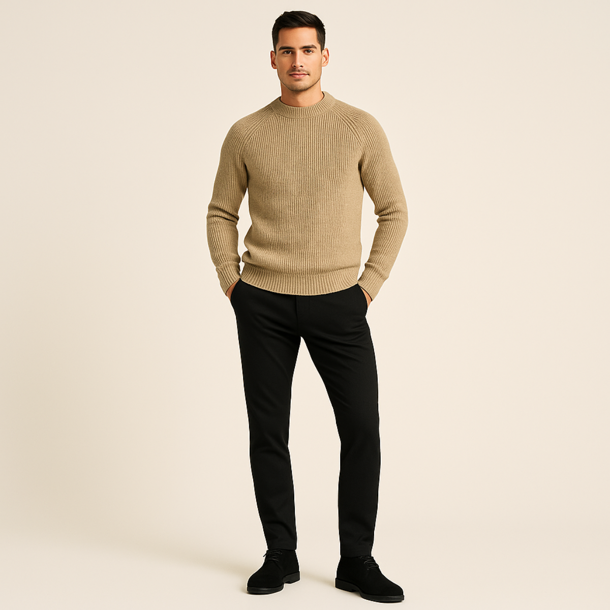 Jonas – Strukturierter Strickpullover mit Stehkragen für Herren