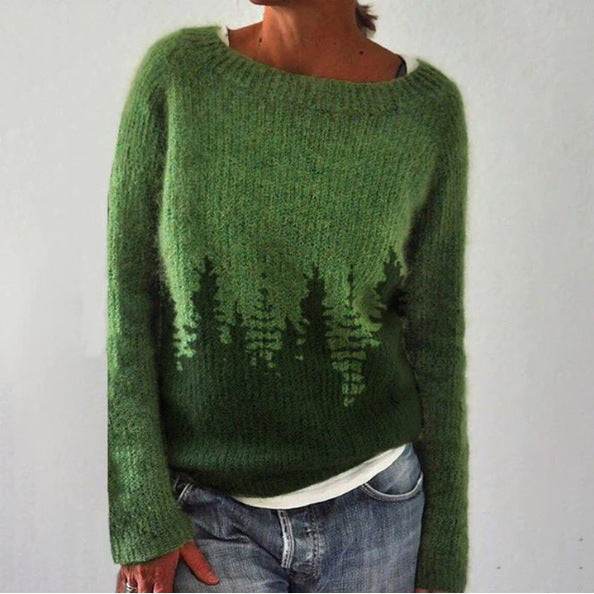 Silva – Damen Strickpullover mit Waldmotiv