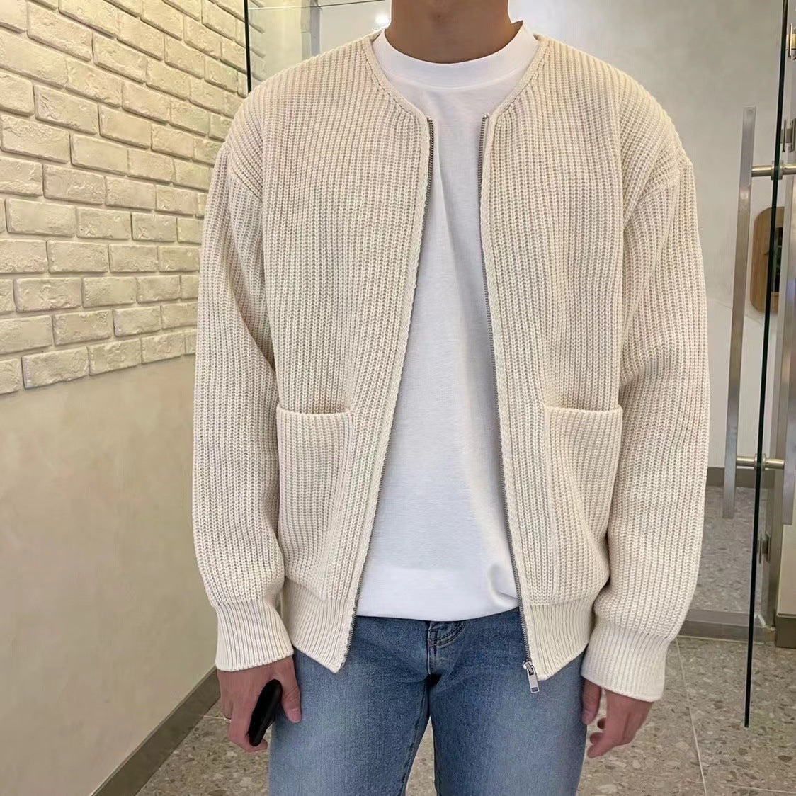 Noah - Herren Strickjacke mit Reißverschluss