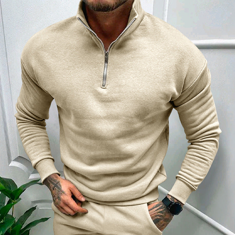 Adrian - Herren Pullover mit Stehkragen und Reißverschluss