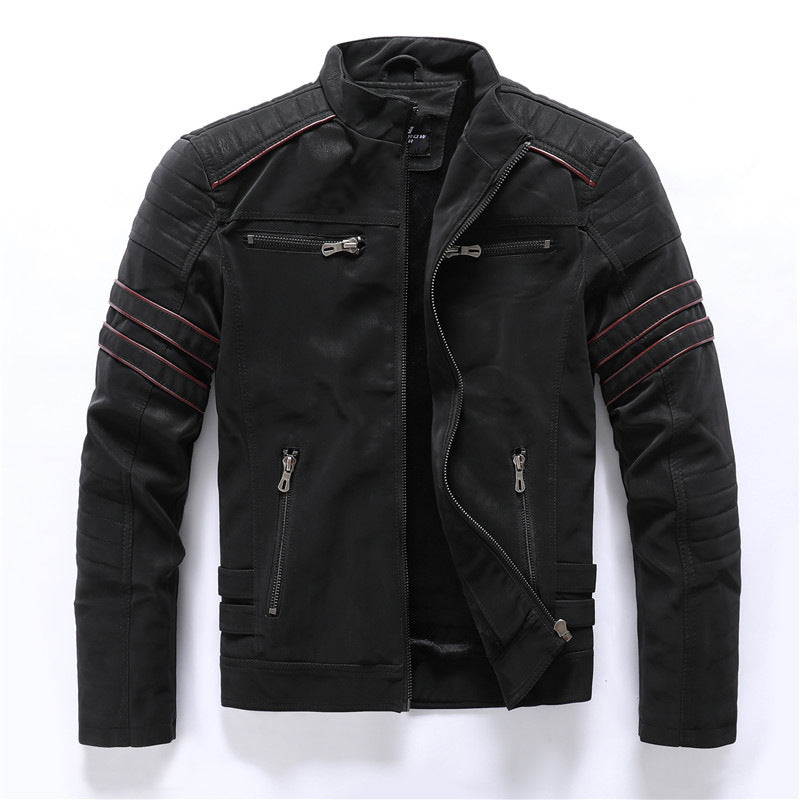 Adrian - Herren Bikerjacke mit Reißverschluss und Stehkragen