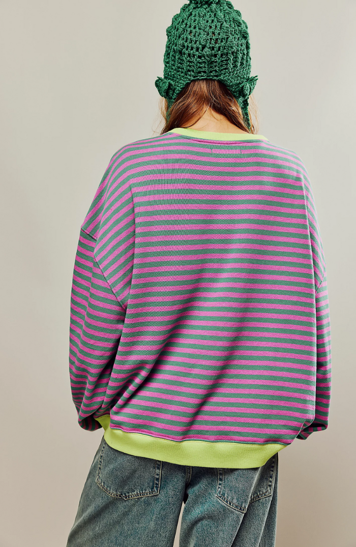 Nina - Damen Pullover Strick Sweater mit Streifenmuster